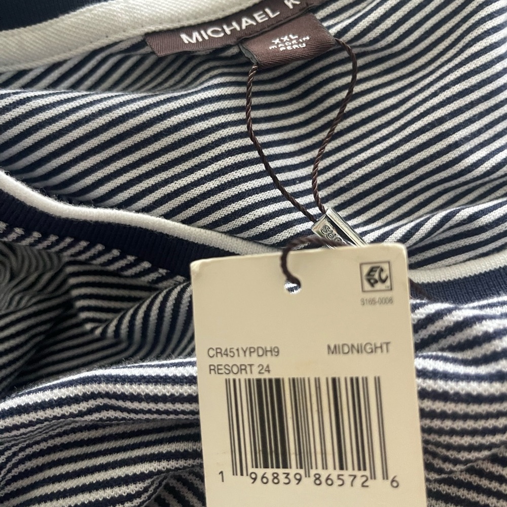 Michael Kors Midnight Blue and White Striped Long Sleeve  Resort 24 Made in Peru - Picture 4 of 5